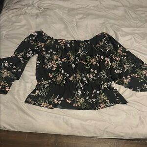 Ruffled Peplum Blouse in Pink and White